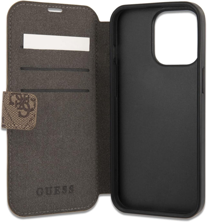 Guess Book Case 4G Stripe Hülle für iPhone 13 Pro, GUBKP13L4GDBR, Braun Brown, Brown