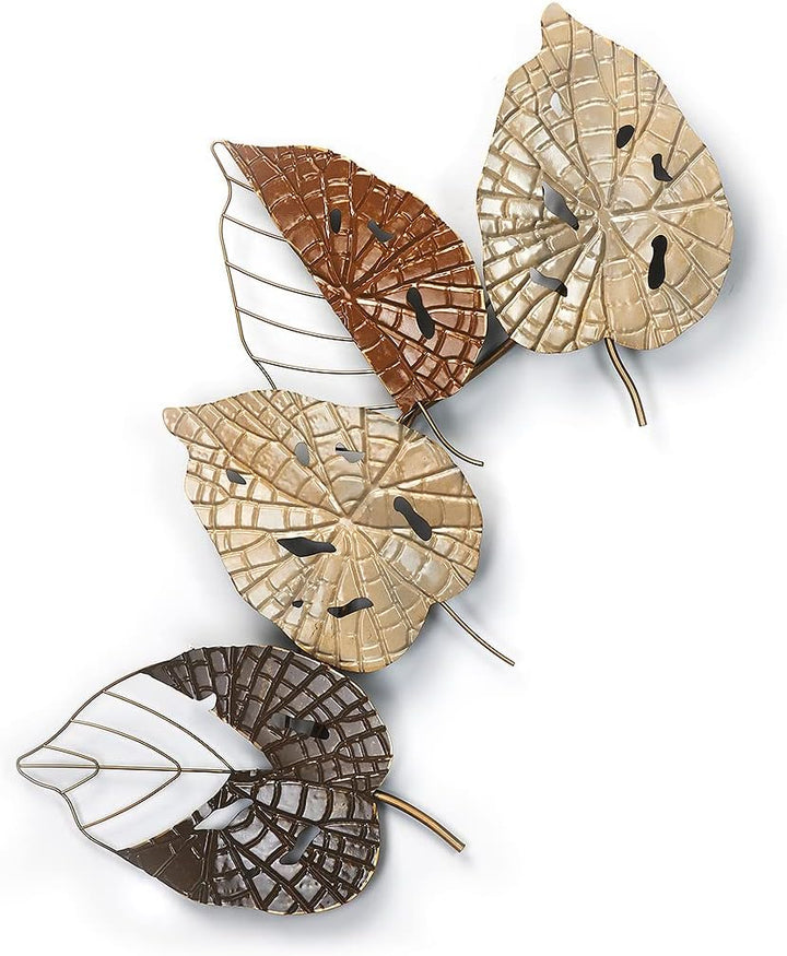 Kobolo Wanddeko Metallbild 3D - Autumn - aus Metall in Braun- und Goldtönen