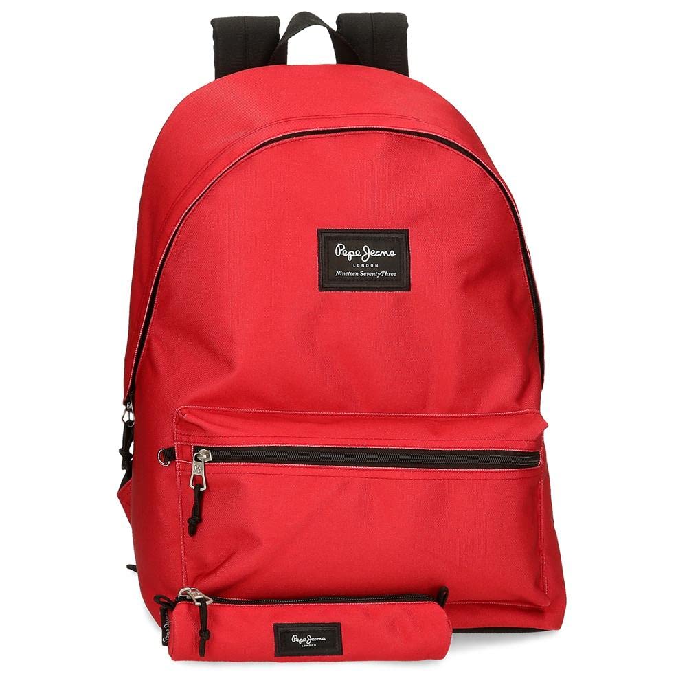 Pepe Jeans Aris Rucksack für Laptop und Schultasche 15,6 Zoll Rot 31 x 44 x 17,5 cm Polyester 30,01