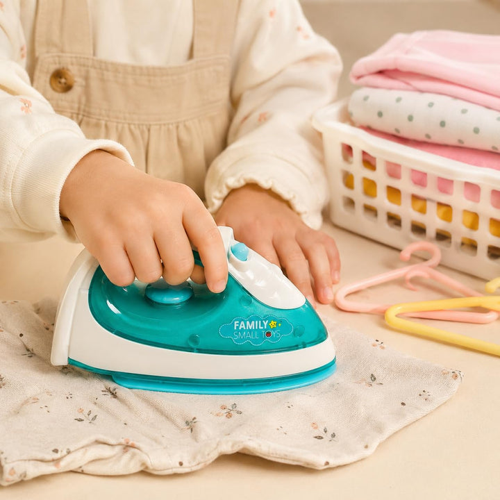 Bügeleisen Spielzeug mit Licht und Sound, Set zum Bügeln Spielzeug Hellblau Bügeleisen für Kinder Bü