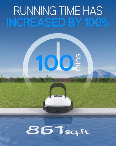 WYBOT Poolroboter Akku, Poolsauger für 100 Minuten Betriebsdauer, Auto-Parken, Starke Saugkraft, Zwe