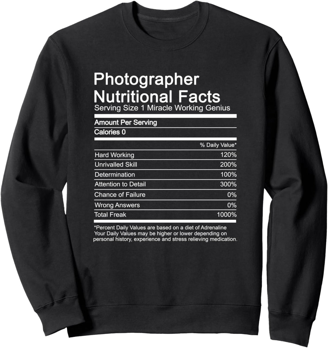 Fotograf Geschenk Kamera Lustige Nährwertangaben Vlogger Sweatshirt