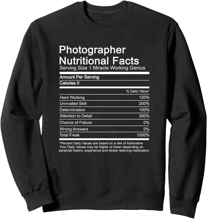 Fotograf Geschenk Kamera Lustige Nährwertangaben Vlogger Sweatshirt