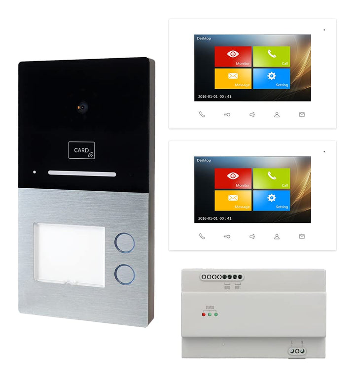 Voxura Domo Video Türsprechanlage Gegensprechanlage 2-Familien Komplett Set Touchscreen Aussenstatio