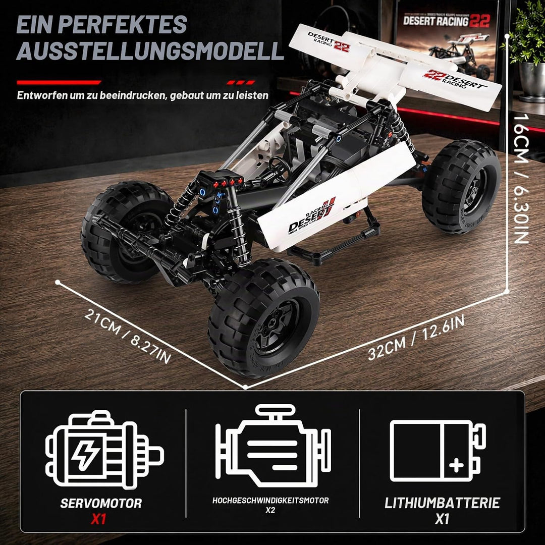 Mould King 18001 Technologie Offroad Rennwagen, 394 Stück Mit 3 Motoren, Modellbaustein Der Mechanis