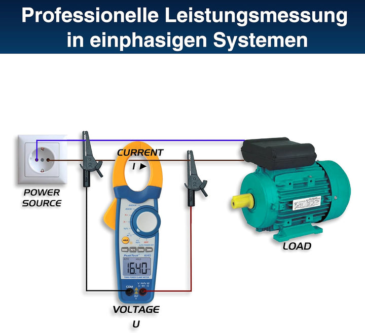 PeakTech True RMS Stromzange 1000A AC DC und Digital Multimeter 4000 Counts mit Durchgangsprüfer - C