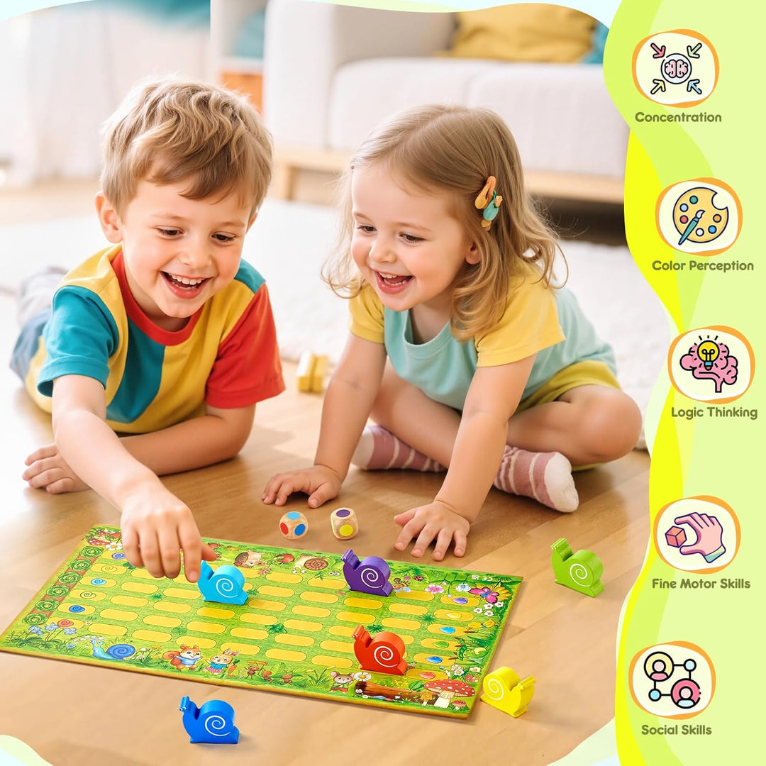 Kleine Schnecke Spiel, Klassiker Brettspiel Familienspiel für 2-6 Kinder, Montessori Gesellschaftssp