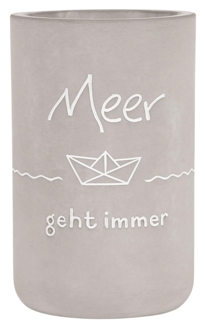 Flaschenkühler aus Beton, 20,5 cm Höhe, Grau Meer geht immer, Meer Geht Immer