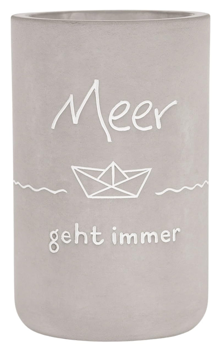 Flaschenkühler aus Beton, 20,5 cm Höhe, Grau Meer geht immer, Meer Geht Immer