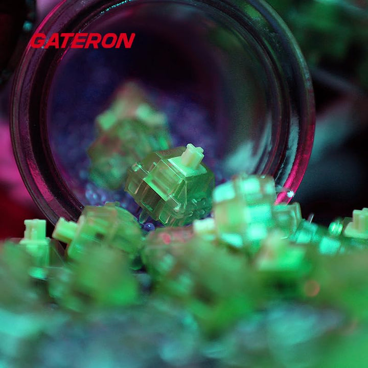 GUYEKS Gateron Luciola Keyboard Switches Linear Luminous Green RGB LED 5 Pins 55gf Pre-lubed for MX