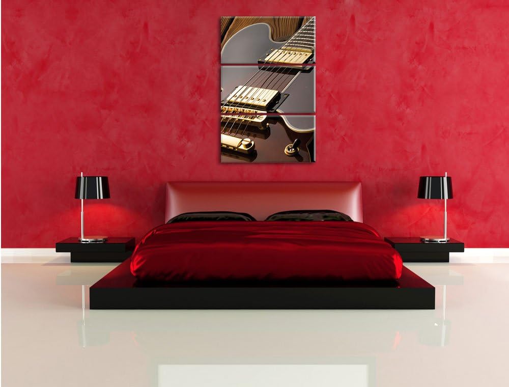 Pixxprint E-Gitarre als Leinwandbild | Grösse: 3 Teilig (120x80) | Wandbild| Kunstdruck | fertig bes