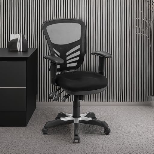 Flash Furniture Bürostuhl mit mittelhoher Rückenlehne – Ergonomischer Schreibtischstuhl mit verstell