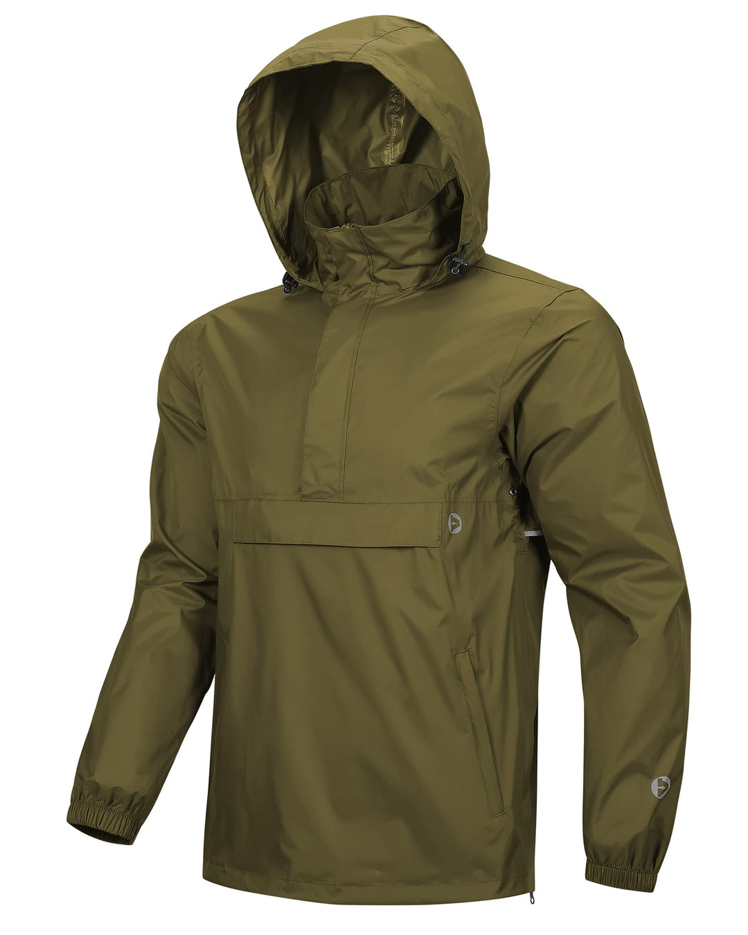 Outdoor Ventures Herren Regenjacke Wasserdichter Pullover mit Kapuze Packbare Reflektierende Jacke L