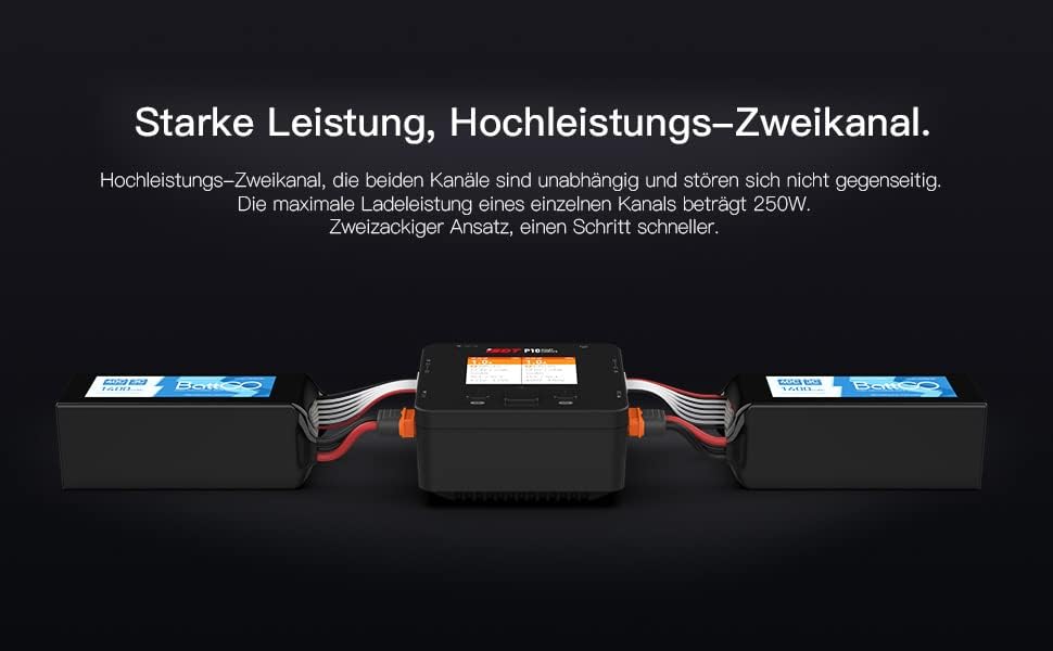 ISDT P10 Smart Lipo Ladegerät,250W/10A x 2 Dual-Kanal Lipo-Akku-Ladegerät,RC Schnelles Ladegerät für