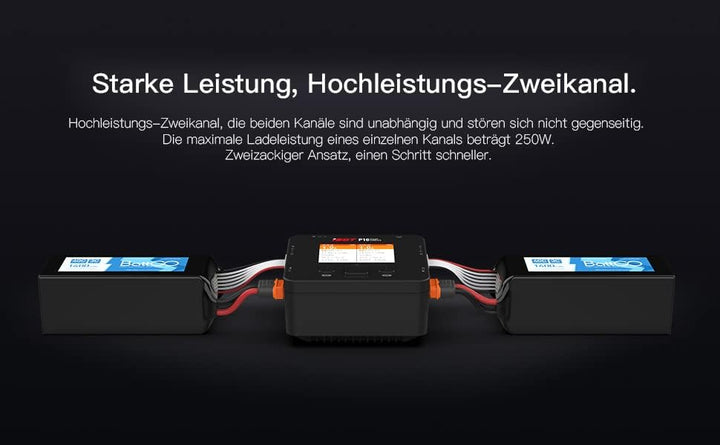 ISDT P10 Smart Lipo Ladegerät,250W/10A x 2 Dual-Kanal Lipo-Akku-Ladegerät,RC Schnelles Ladegerät für