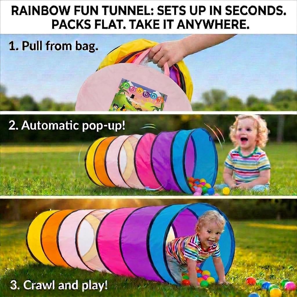 NUBUNI Tunnel XL 180 cm. : Tunnel Kinder : Kriechtunnel : Krabbeltunnel für Kinder : Spieltunnel Kin