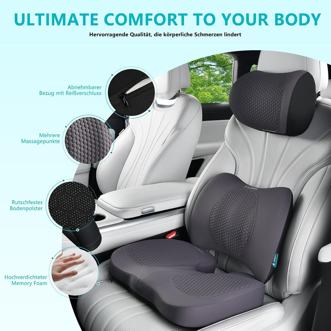 FLORICH Auto Sitzkissen und Lendenkissen Memory Foam Schreibtischstuhl Kissen Ergonomisches Sitzkiss