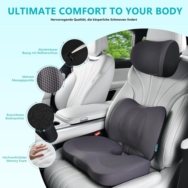 FLORICH Auto Sitzkissen und Lendenkissen Memory Foam Schreibtischstuhl Kissen Ergonomisches Sitzkiss