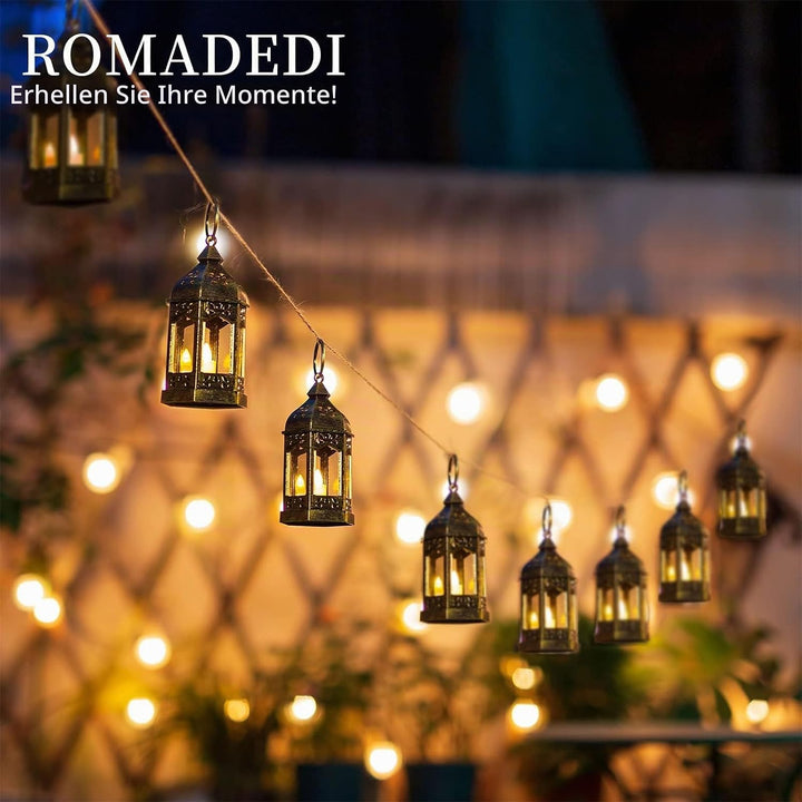 Romadedi Laterne Gold Hochzeit Tischdeko - 20er Set Mini Laterne zum Aufhängen, mit LED Kerzen für P