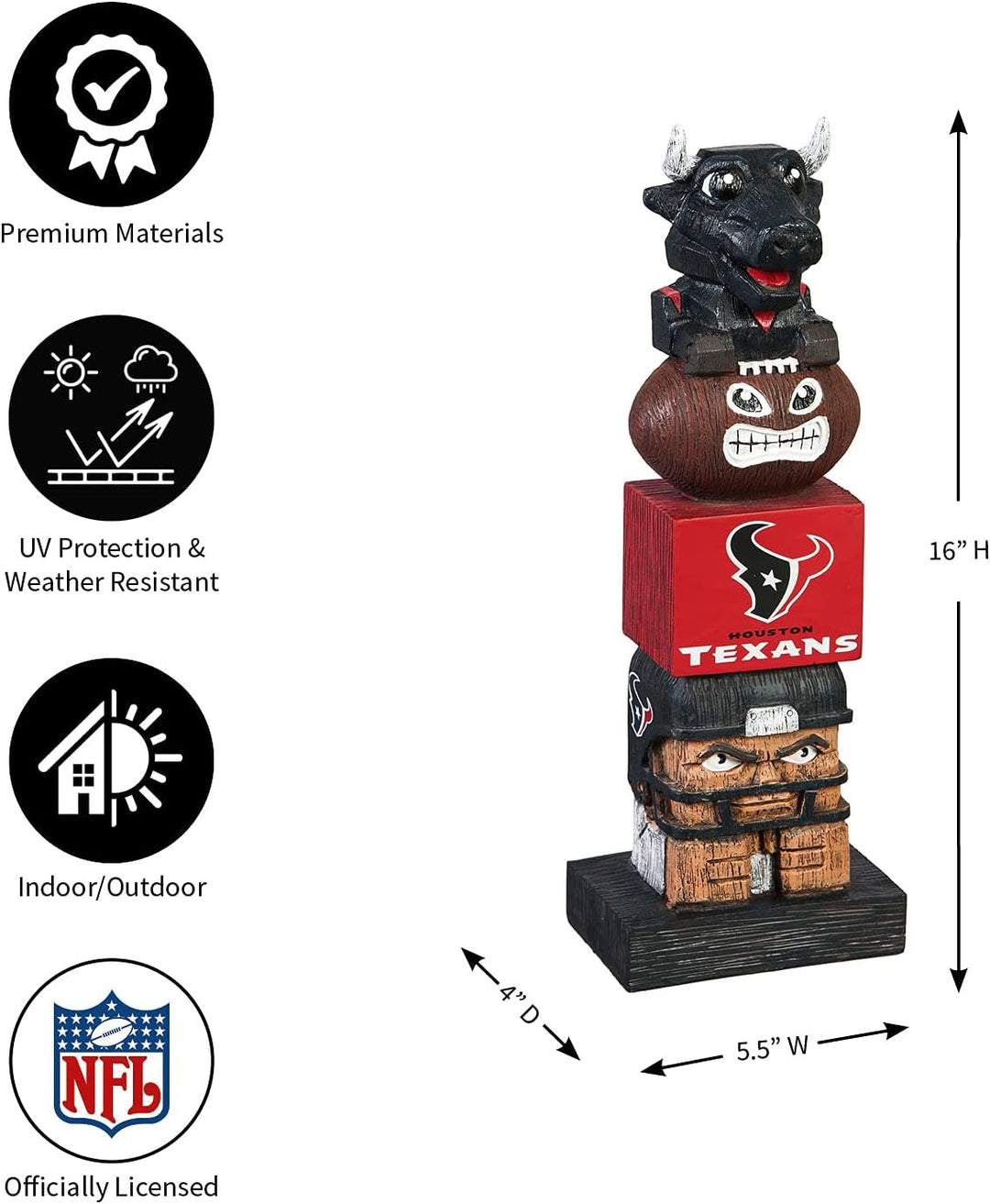 Team Sports America NFL Unisex NFL Tiki Totem Houston Texans 41 cm Houston Texans, Houston Texans 41