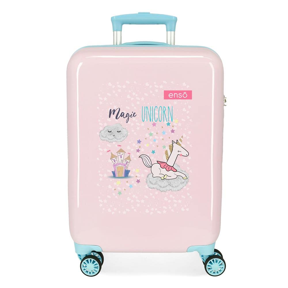 Enso Magic Unicorn Kabinentrolley, Rosa, 38 x 55 x 20 cm, starrer ABS-Kombinationsverschluss, seitli