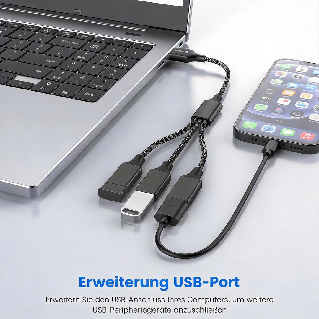 MOGOOD USB Splitter 1 zu 3 USB 2.0 Splitter Ladekabel Netzkabel Verl ngerung Hub Adapter für MacBook