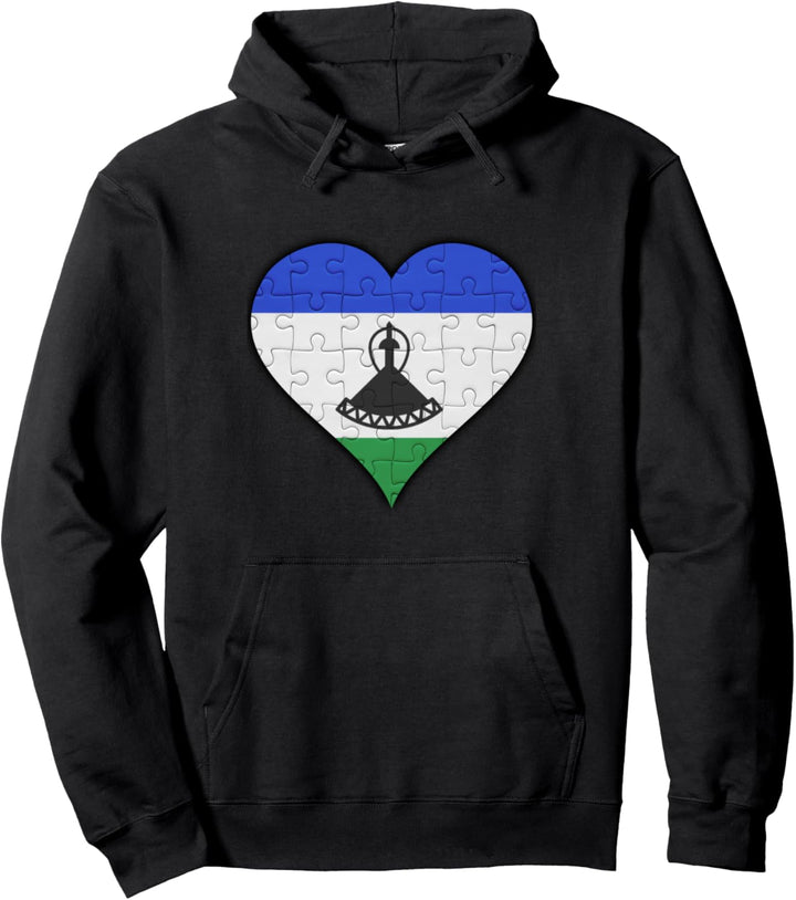 Lesotho Basotho Flagge Herz Pullover Hoodie