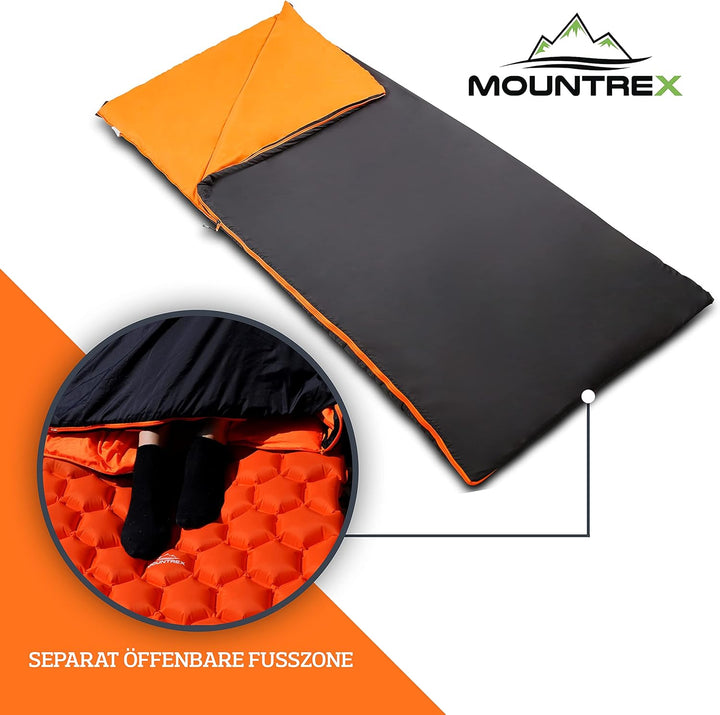 MOUNTREX Schlafsack - Sommer Deckenschlafsack, Ultraleicht Kleines Packmass | Outdoor Sommerschlafsa