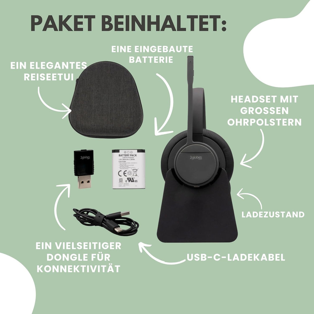 Hybrid X.5: DECT und Bluetooth and ENC Extraweite Reichweiteund Professionelle Business Headset mit