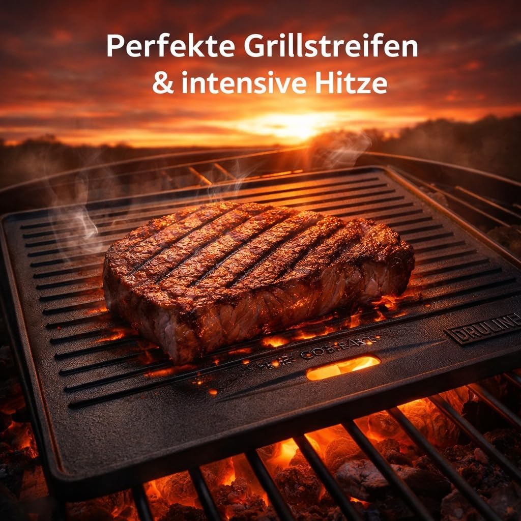 GP1 Grillplatte für PRO/RED Serie Wendeplatte Gusseisen Pizzaplatte Grill-Zubehör Universal 4,15kg 4