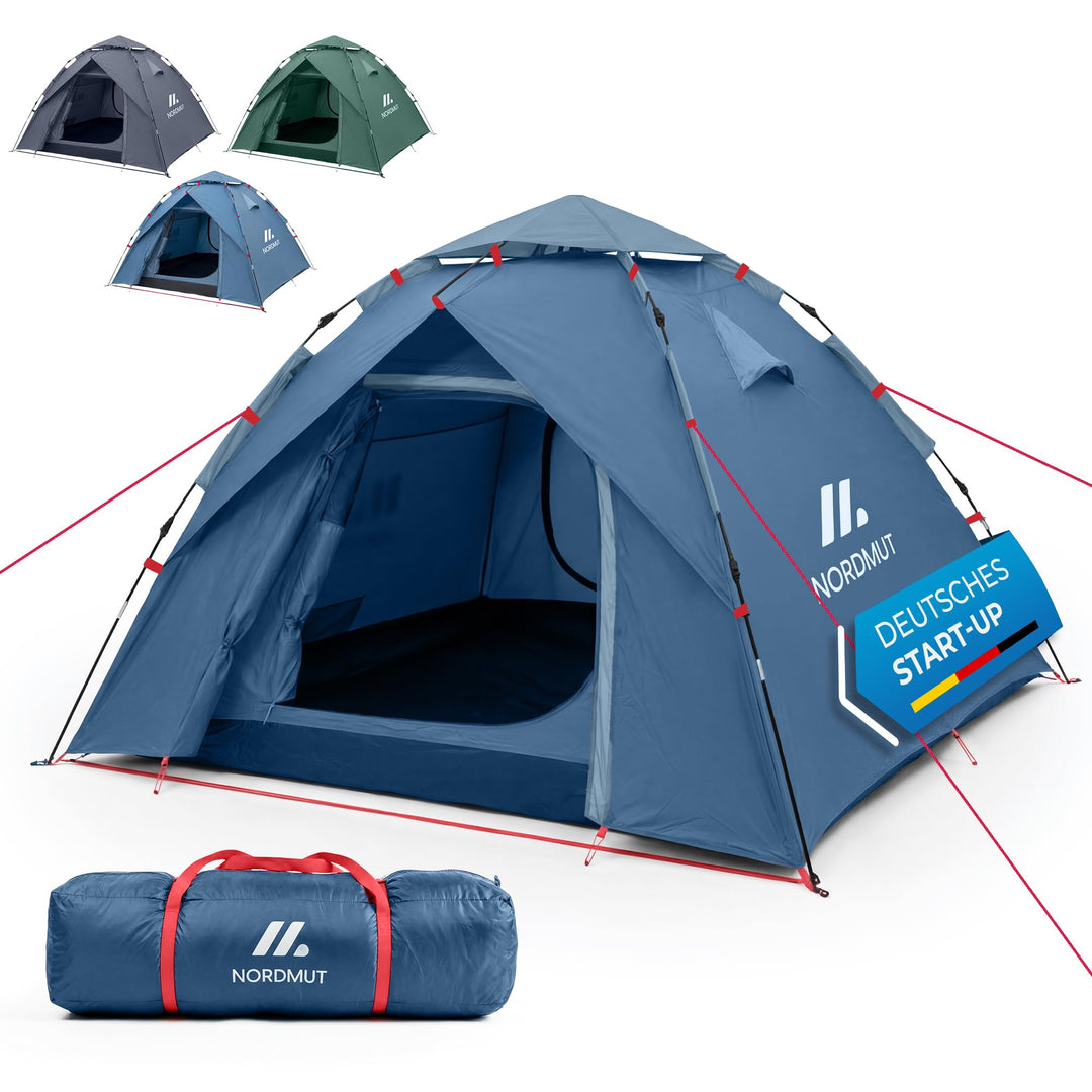 NORDMUT® Wurfzelt 2-4 Personen für blitzschnellen Aufbau – Pop Up Zelt 2-4 Personen wasserdicht &amp; UV