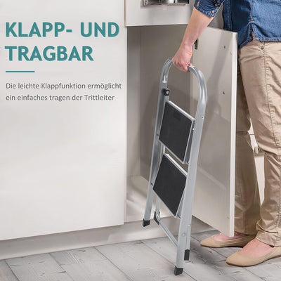 Trittleiter 2 Stufen Leiter Klapptritt Klappleiter Klapptreppe Tritt Haushaltstritt Stehleiter Spros