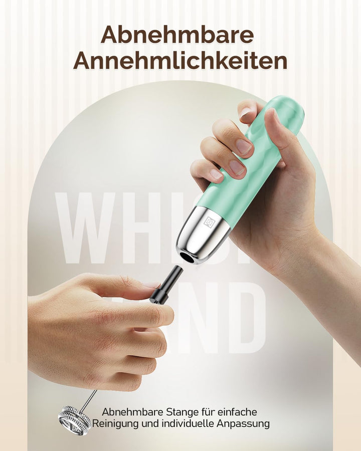 Maestri House Wiederaufladbarer Milchaufschäumer, Elektrischer Hand-Schaumbereiter, Abnehmbarer Edel
