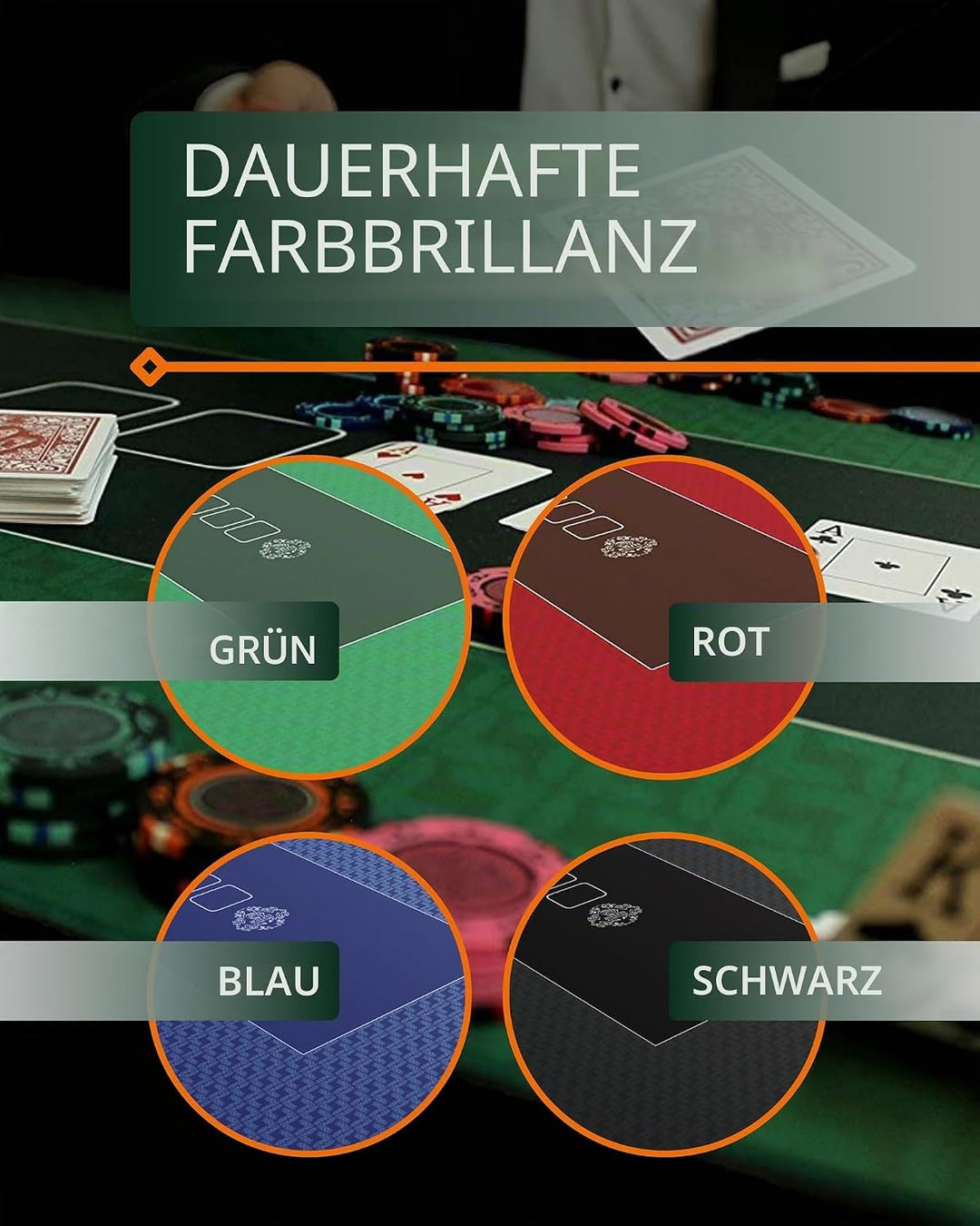 Bullets Playing Cards - Runde Profi Poker Tischauflage 100cm – Pokertuch – Pokerteppich – Pokermatte