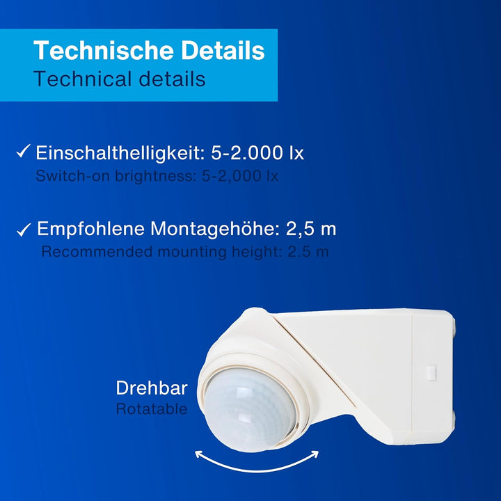 REV 0075362103 Bewegungsmelder, McSensor 360°/12m, Dämmerungsr. 15Min. 2300W, 600VA, weiss Weiss 230