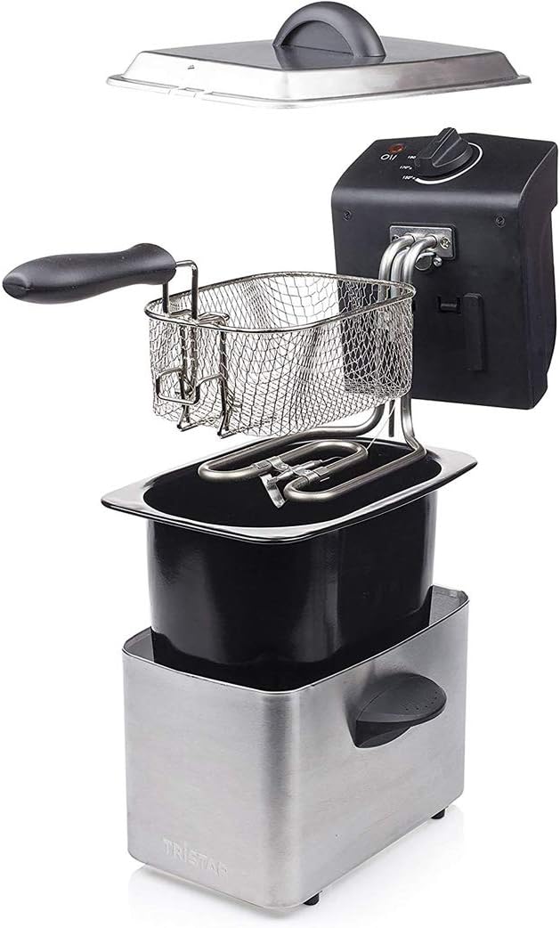 Tristar Edelstahl Fritteuse - mit 2 Liter Fassungsvermögen, Kaltzonefunktion und einstellbarem Therm
