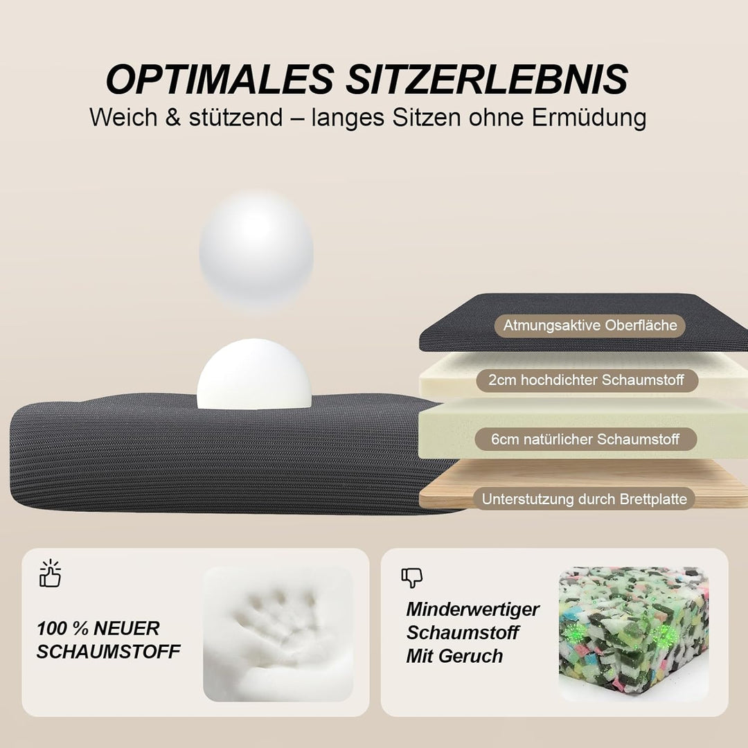 Bürostuhl Ergonomisch mit 4D Verstellbarer Lordosenstütze und Atmungsaktivem Mesh, Ergonomischer Sch