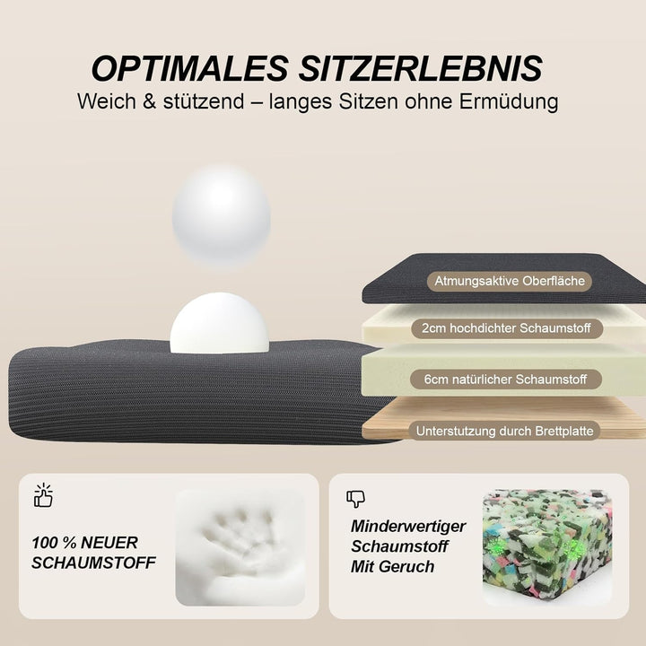 Bürostuhl Ergonomisch mit 4D Verstellbarer Lordosenstütze und Atmungsaktivem Mesh, Ergonomischer Sch