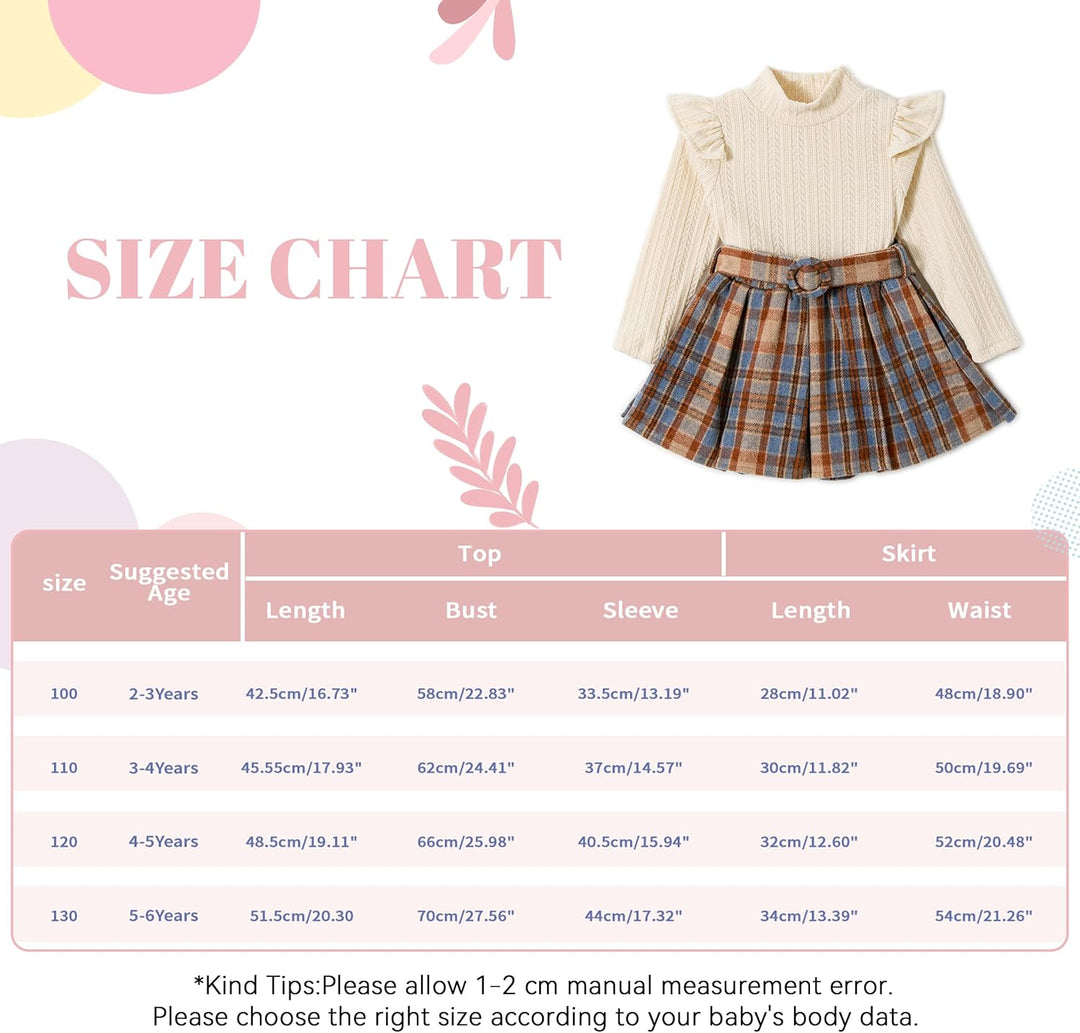 Miipat Kleinkind Mädchen Kleidung Set Mädchen Outfits Set Lange Ärmel Pullover Tops mit Mini Rock Se