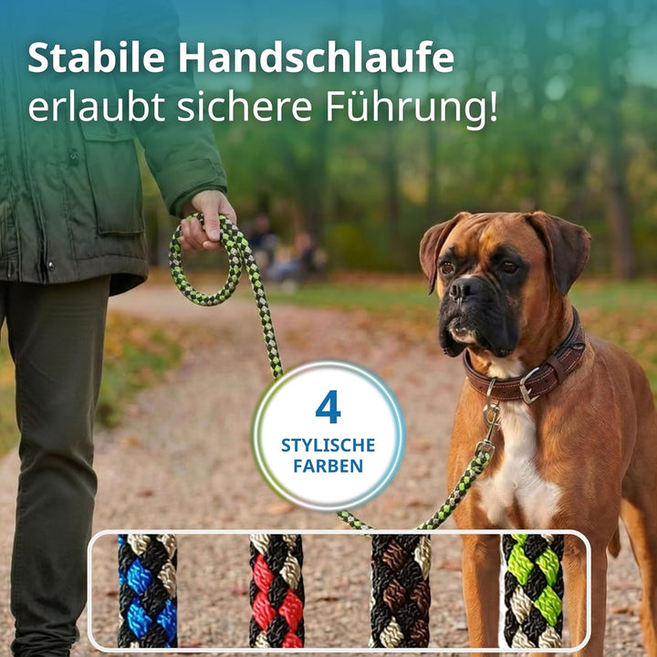 Geflochtene Hundeleine für mittelgrosse und grosse Hunde bis 60 kg | Kurze Führleine | 1,20 m lang |