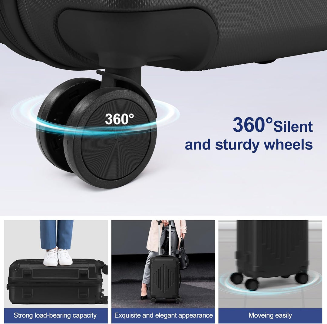 LALAHO Kofferset 5 teilig, Reisekoffer Set mit Kosmetikkoffer, Hartschalen Koffer Set aus ABS, Gepäc