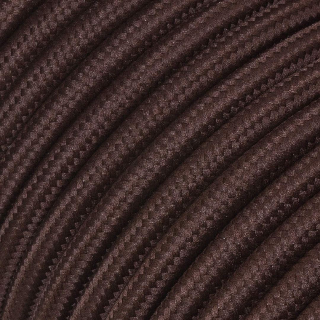 Textilkabel für Lampe, Textilummanteltes Rundkabel, dreiadrig 3x0,75mm², Braun (Dunkelbraun) - 100 M
