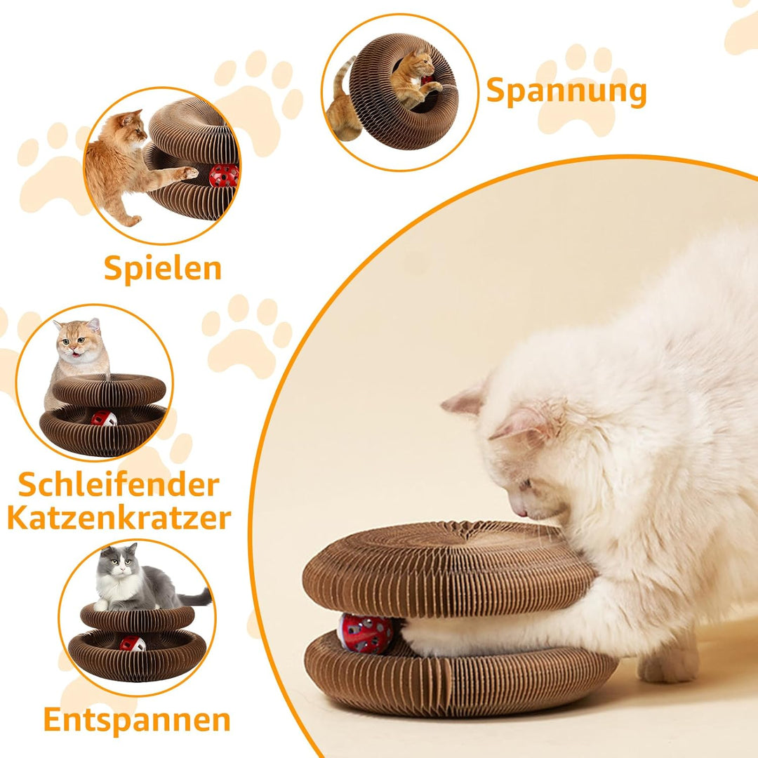 2 Stück Katzenkratzbrett, Magic Organ Cat Scratching Board, 2-in-1 Cat Kratzbrett mit Glöckchen, Int