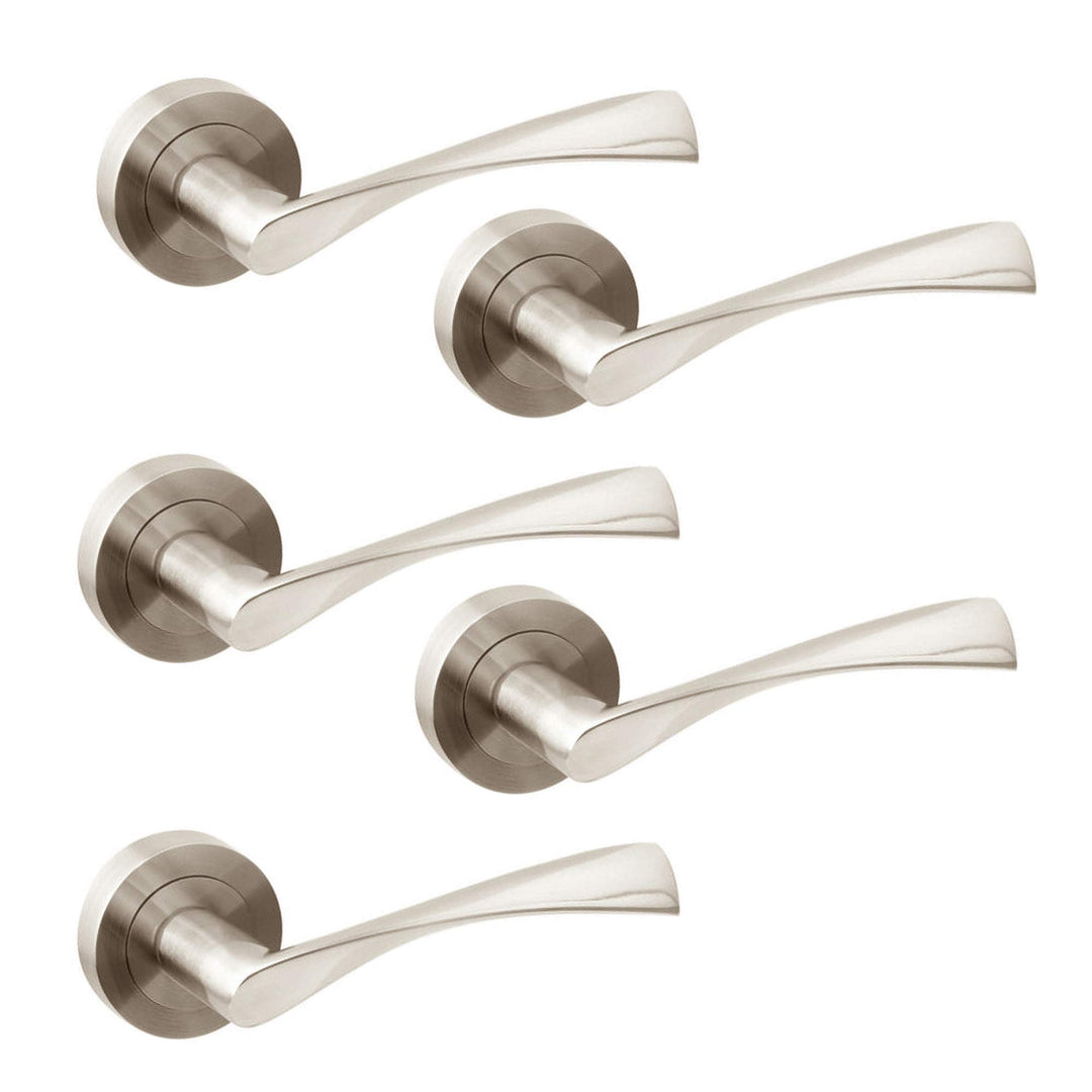 Emuca - Türgriffe für Innenttüren, 5 Türgriff-Set mit Rosetten für Zimmertüren D.50 mm, Aluminium, s