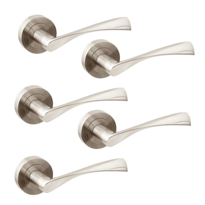 Emuca - Türgriffe für Innenttüren, 5 Türgriff-Set mit Rosetten für Zimmertüren D.50 mm, Aluminium, s