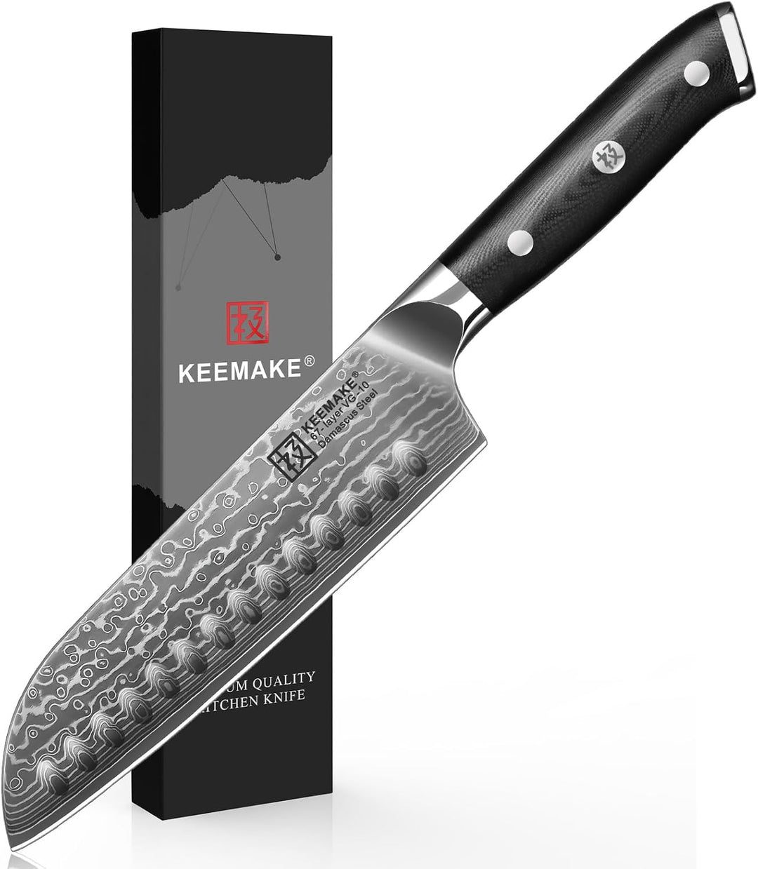 KEEMAKE Santoku Messer Kochmesser Küchenmesser - 7 Zoll Küchenmesser 17,8cm Santokumesser Allzweckme