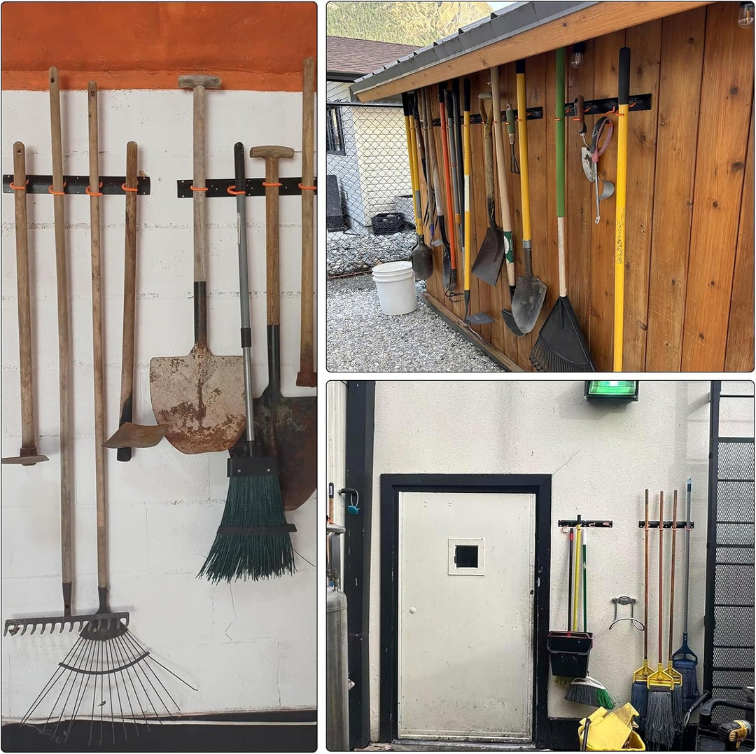 3-H Wandhalterung für Gartengeräte 4 x 42 cm Vollstahl Schwerlast, Gartengerätehalter Garage Gartenh