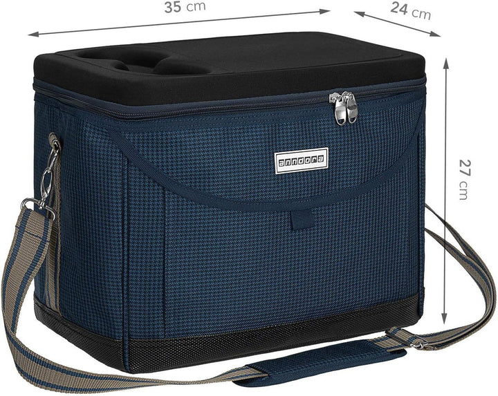 anndora Kühltasche 22 L Picknick Kühlbox 35 x 24 x 27 cm - Farbauswahl, Blau Hahnentritt