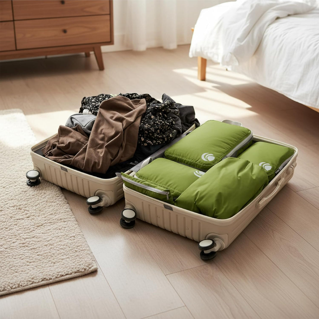 Cipway Kompressions-Packwürfel-Set, ultraleicht, erweiterbar, Reise-Organizer für Handgepäck (grün,