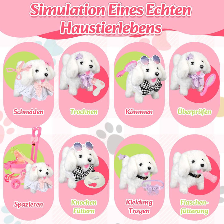 Hund Spielzeug Kinder, Hund Elektrisch Spielzeug der Läuft und Bellt mit Hundewagen Tierarzt Spielse